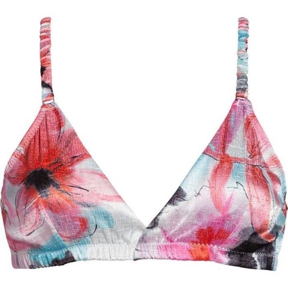 KILO BRAVA Floral Satin Jacquard Triangle Bralette Size M NWOT - Picture 3 of 7